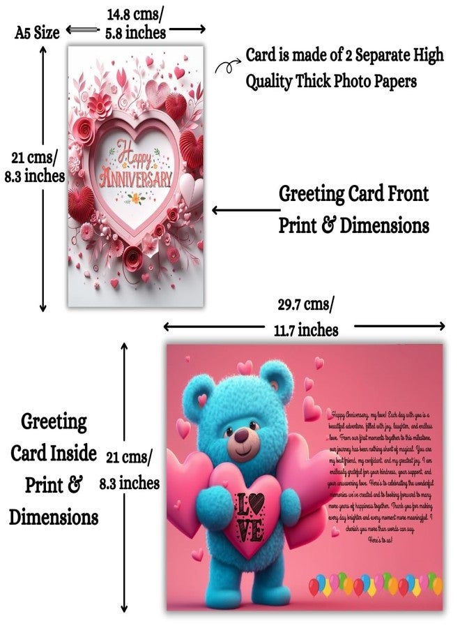 AanyaCentric Anniversary Printed Greeting Card & Envelope 5.8x8.3inch Special Romantic Gift for Husband Wife Marriage Celebration Couple Greeting - Image 3